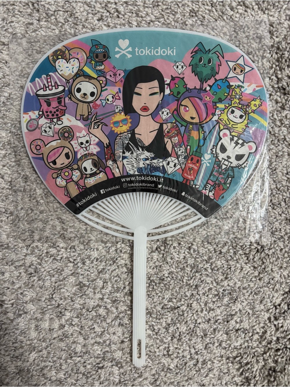 tokidoki multicolor character hand fan